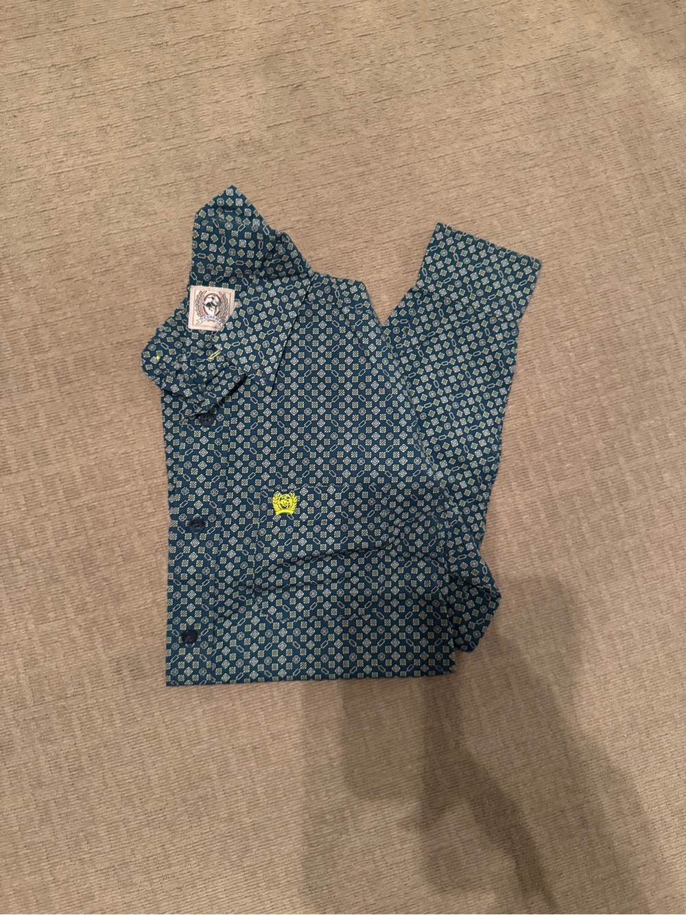 Cinch Boy’s Blue Geometric Print Button-Up Shirt